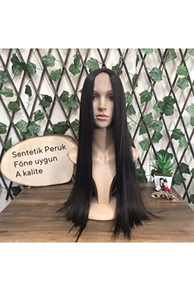 papatya peruk Siyah Düz Uzun Sentetik Peruk