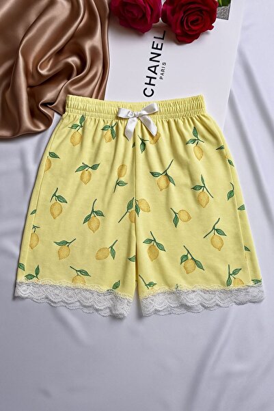 FEMYNA Limon Desenli Askılı Pijama Takımı / Gecelik
