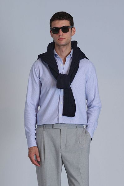 Lufian Cămașă de bază pentru bărbați Frederik Slim Fit Albastru deschis
