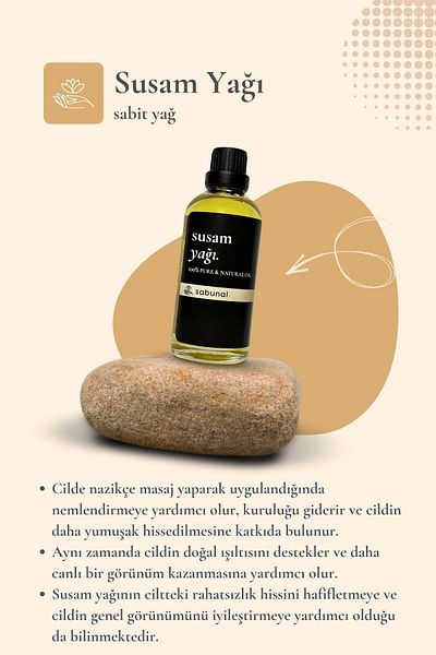 sabunal Sesame Oil 100 ml - Natural Oil Suitable for Skin and Hair Care