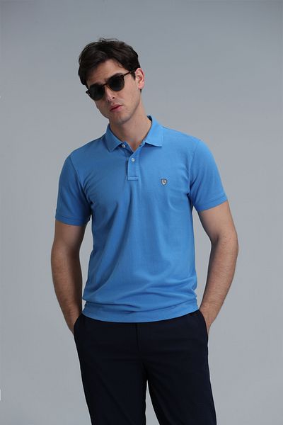 Lufian Tricou polo Laon Smart pentru bărbați, slim fit, albastru deschis