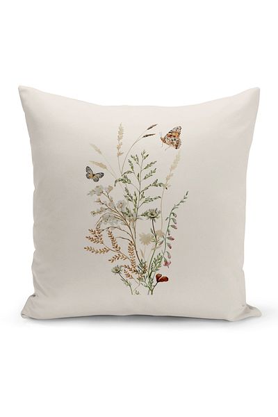 Bertille Home Set de 3 huse de pernă pentru pernă, cu imprimeu digital pe două fețe, seria Flower Spring (primăvară)