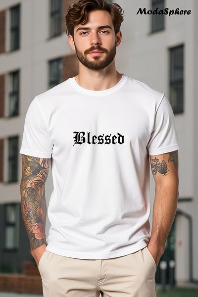ModaSphere Tricou oversize unisex cu imprimeu BLESSED