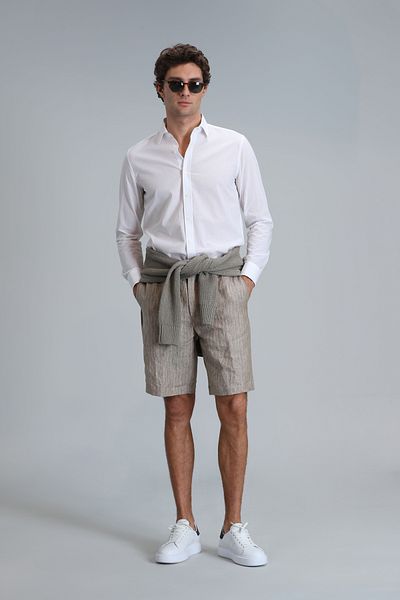 Lufian Ανδρικό πουκάμισο Line Comfort Fit Λευκό
