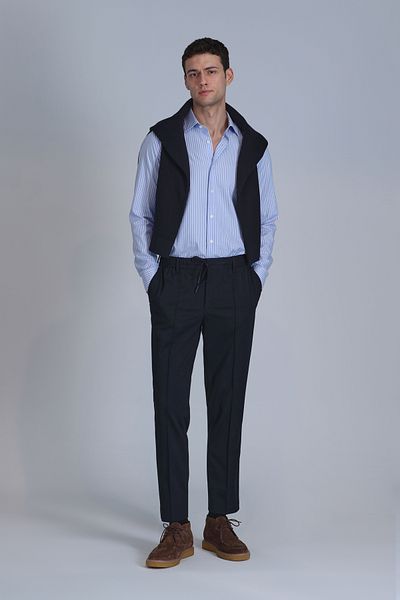Lufian Cămașă de bază albastră slim fit pentru bărbați - Strıt