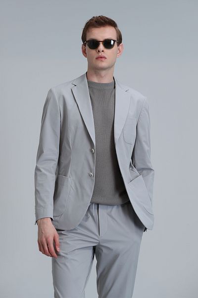 Lufian Mex Sports Men's Blazer Jacket Slim Fit Light Gray