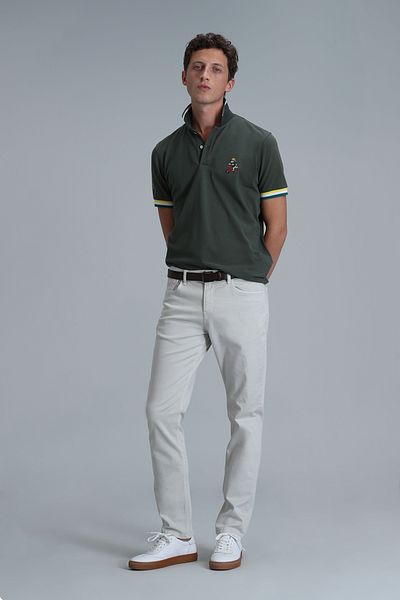 Lufian Helt Sport 5 Pocket Ανδρικό Παντελόνι Slim Fit Ecru