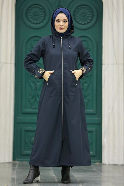 Neva Style Μπουφάν με κουκούλα Navy Blue Hijab 60623l