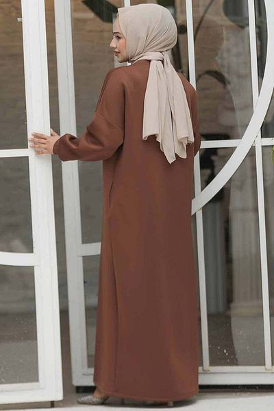 Neva Style فستان حجاب بني اللون 23641KH