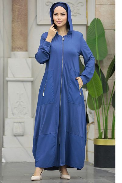 Neva Style Husă cu glugă Indigo Blue Hijab Ferace 20130ım