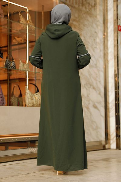 Neva Style حجاب كاكي بغطاء للرأس Ferace 62602HK