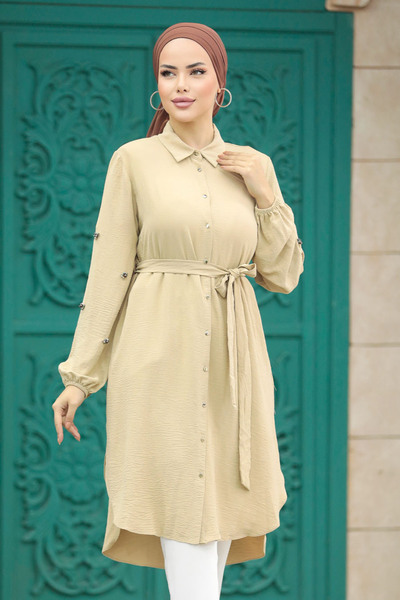 Neva Style Camel Hijab Tunic with Belt 21095C