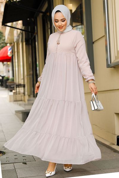 Neva Style Φόρεμα Hijab με πτυχωτή πούδρα 22051PD