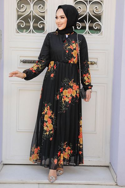 Neva Style Φόρεμα Hijab με σχέδιο λουλουδιών 503501S