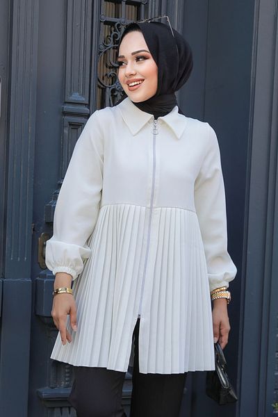 Neva Style غطاء حجاب أبيض مطوي - 12171B