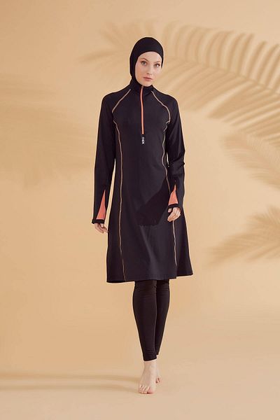 Neva Style H2O Swimmer Series Black Hijab Swimsuit M2333S