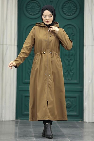 Neva Style Καφέ Καπάκι Hijab με τσέπη 5941kh