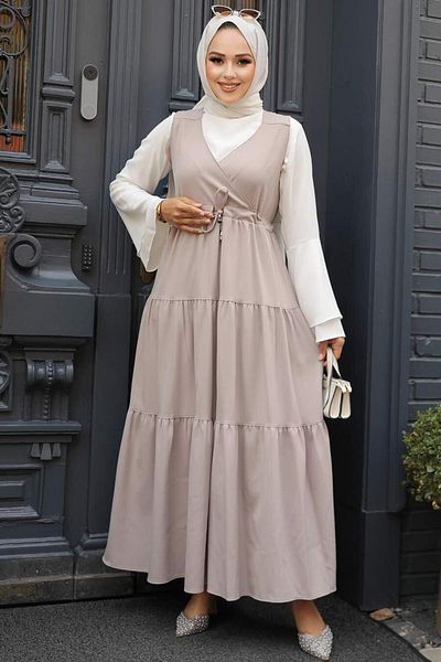 Neva Style فستان جيلي محتشم من فرو المنك مطوي 577 فولت