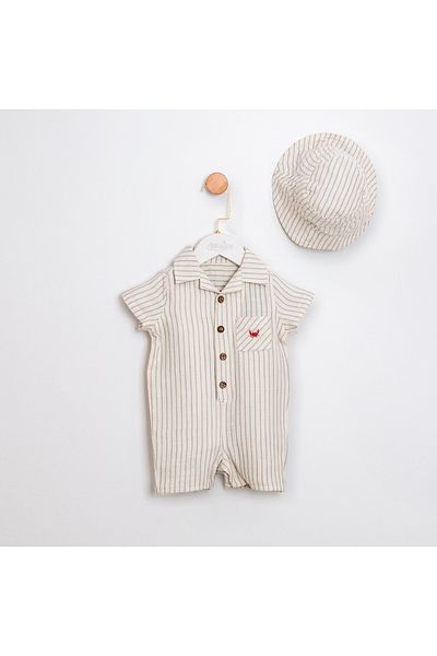 Mary&Joe Baby Boy Bryan Striped Jumpsuit with Hat