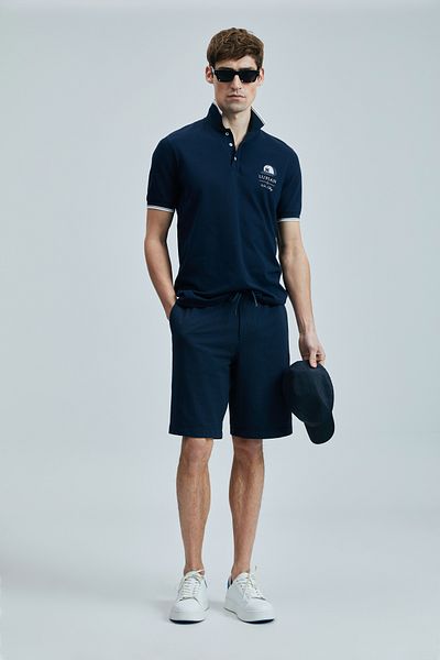 Lufian Ανδρικό μπλουζάκι πόλο Navy Blue Sandor Smart