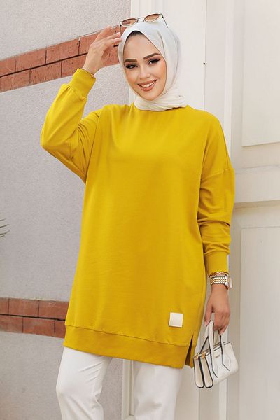 Neva Style تونيك حجاب أخضر زيتي - 30644YY