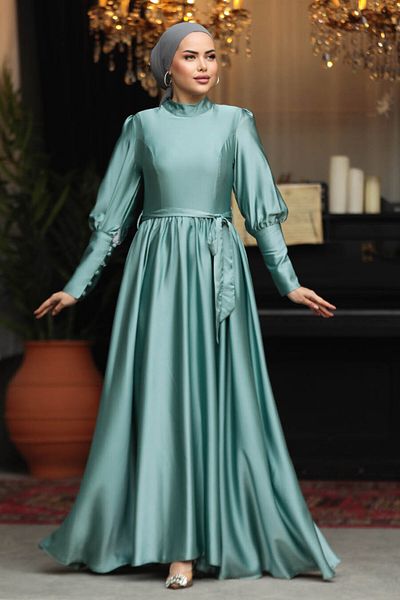 Neva Style Rochie de seară Hijab Mint 60801mint