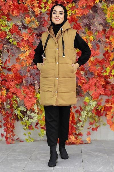 Neva Style Μπισκότο με κουκούλα Hijab Puffer Vest 20093bs