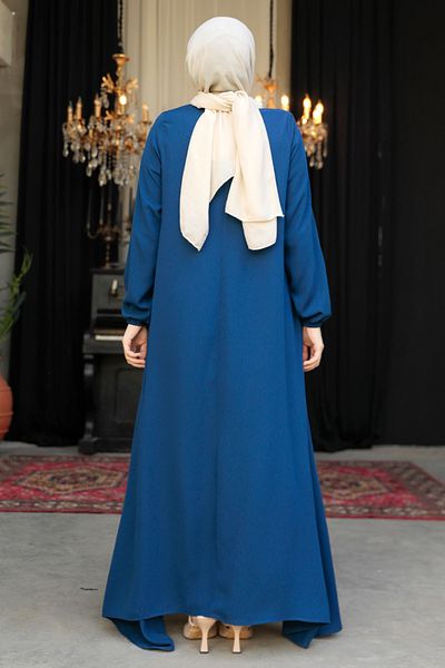 Neva Style حجاب أزرق نيلي بسحاب Ferace 26301IM