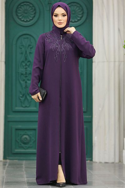 Neva Style - Hijab cu fermoar Plum Ferace 10086mu