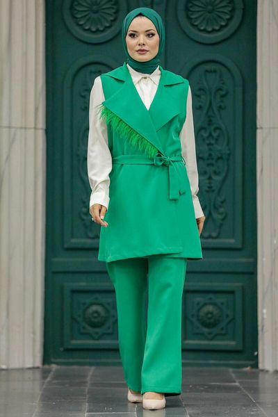 Neva Style سترة حجاب مضاءة طقم مزدوج 5916y
