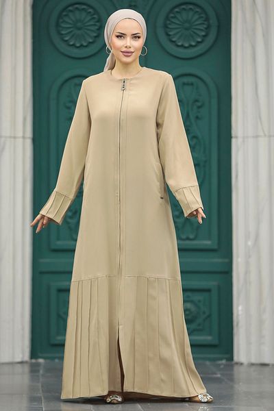 Neva Style Hijab Bej cu fermoar Ferace 20018bej