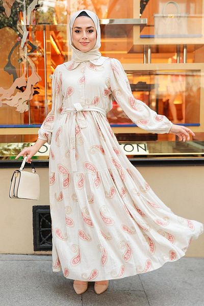 Neva Style Rochie Hijab Somon cu model 10302smn