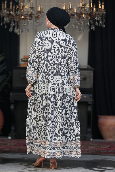 Neva Style Rochie hijab neagră cu model 18232s