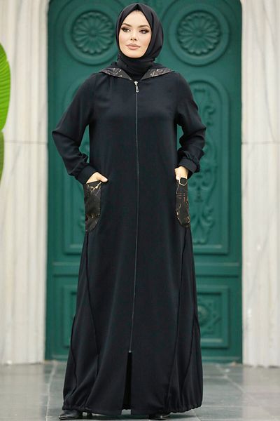Neva Style حجاب أسود مع جيب 10515s