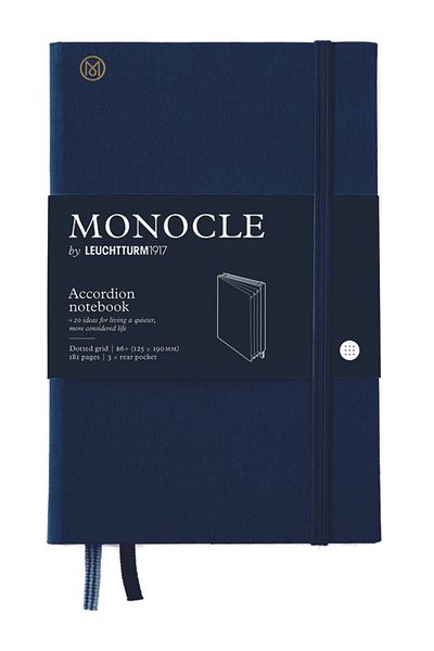 Leuchtturm1917 Monocle Series, Accordion Notebook, Bag Size (B6+), Hard Cover, 181 Pages, Navy Blue