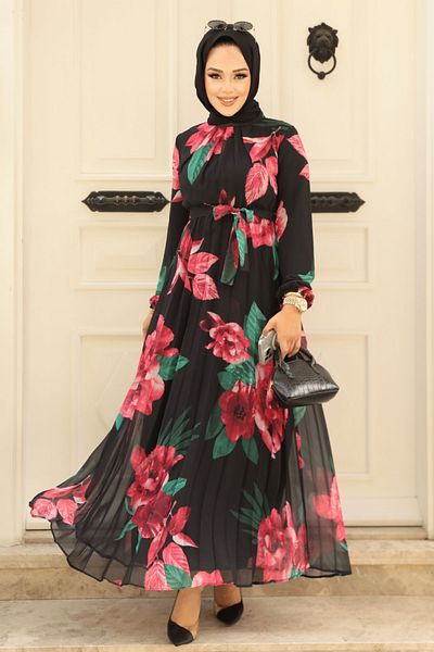 Neva Style Rochie Hijab cu model negru - 34466S
