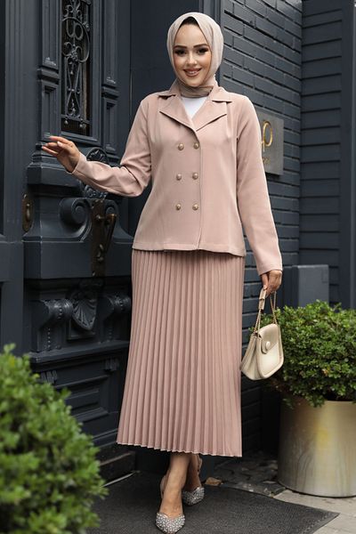 Neva Style بدلة مزدوجة مع تنورة حجاب وسترة - 12601TEN