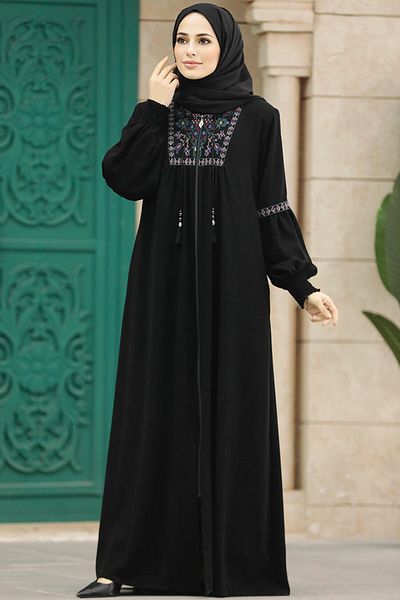 Neva Style Zippered Black Hijab Ferace 41562S
