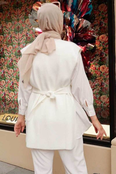 Neva Style Ecru Hijab Knitwear Sweater 23881E
