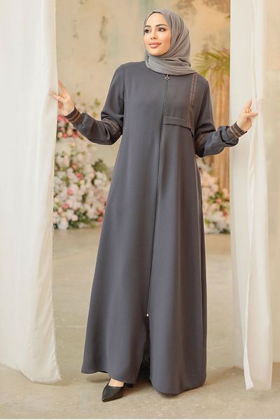 Neva Style Hijab afumat cu buzunar Ferace 62102FU