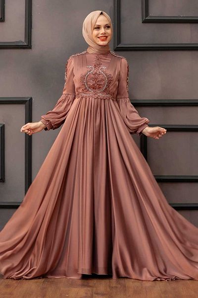 Neva Style Cape Copper Hijab Evening Dress 2212Bkr