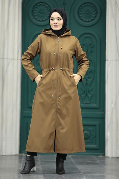 Neva Style Καφέ Καπάκι Hijab με τσέπη 5941kh