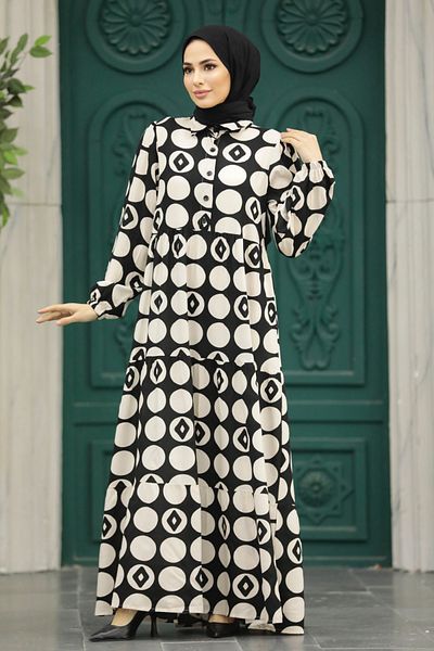Neva Style Rochie hijab ecru cu model 89741e