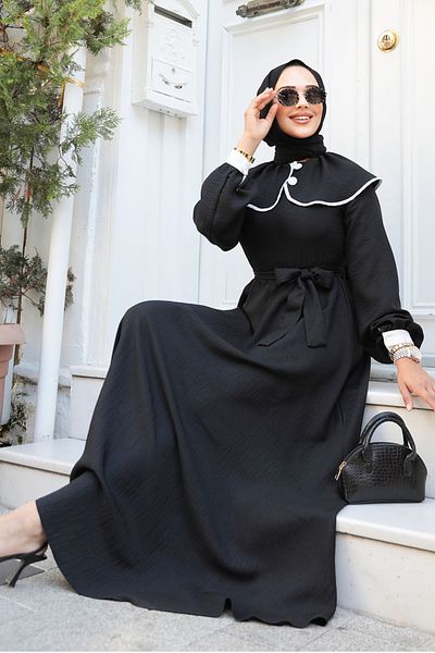 Neva Style Μαύρο Φόρεμα Hijab - Πέτο μωρού, Μοντέλο No: 60881S