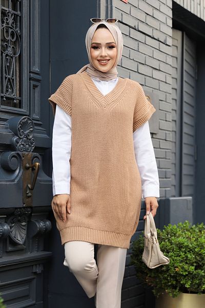 Neva Style - سترة تريكو حجاب البسكويت 4786bs