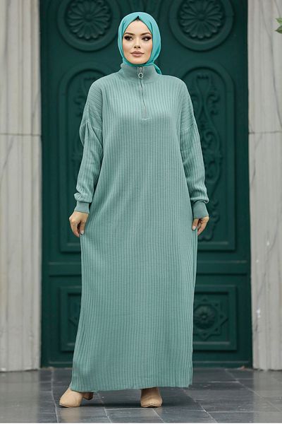 Neva Style Mint Hijab Knitwear Dress 34310Mint