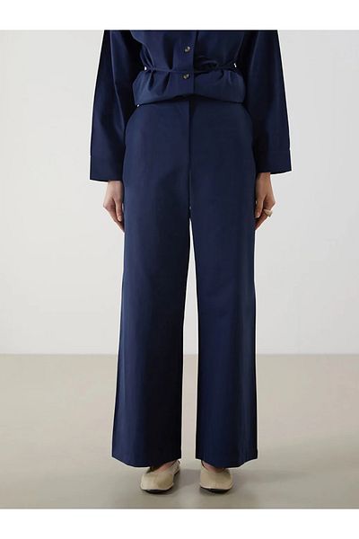 LC Waikiki Lcw Modest Navy Blue Standard Fit Poplin Women's Trousers