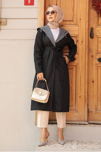 Neva Style Șapcă Hijab neagră 689S - Cu centură