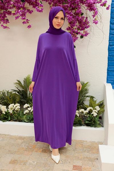 Neva Style - Maneca Liliac Lavanda Inchisa Hijab Ferace 17801klv