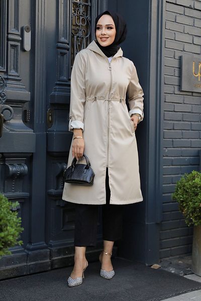 Neva Style Trenci Hijab Bej - Cu Fermoar, Model 69721BEJ